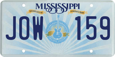 MS license plate JOW159