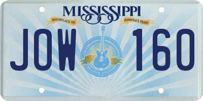 MS license plate JOW160