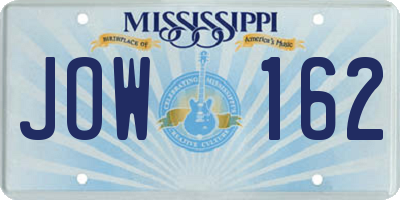 MS license plate JOW162