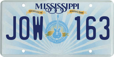 MS license plate JOW163