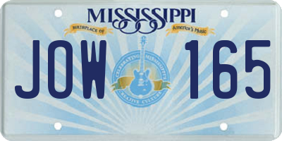 MS license plate JOW165