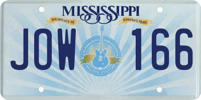 MS license plate JOW166