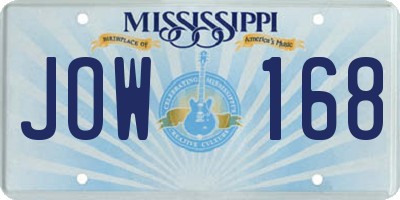 MS license plate JOW168