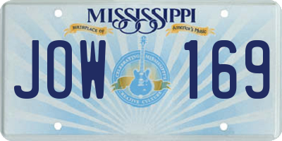 MS license plate JOW169