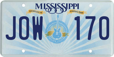 MS license plate JOW170