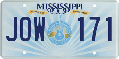 MS license plate JOW171