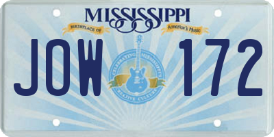 MS license plate JOW172
