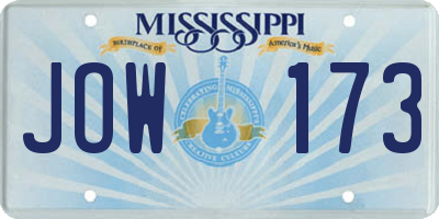 MS license plate JOW173