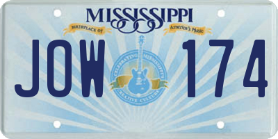 MS license plate JOW174