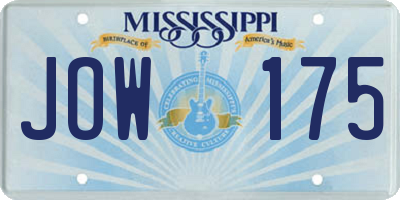 MS license plate JOW175