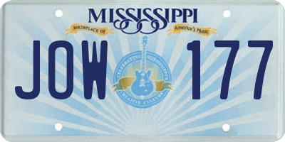 MS license plate JOW177