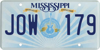 MS license plate JOW179