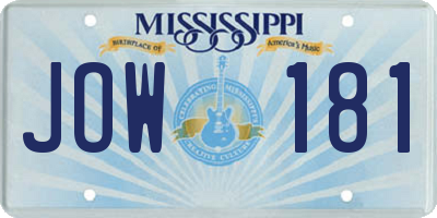 MS license plate JOW181