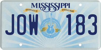 MS license plate JOW183