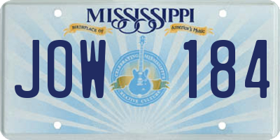MS license plate JOW184