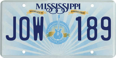 MS license plate JOW189