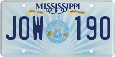 MS license plate JOW190