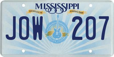 MS license plate JOW207