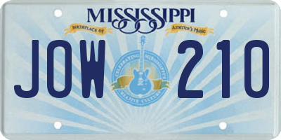MS license plate JOW210