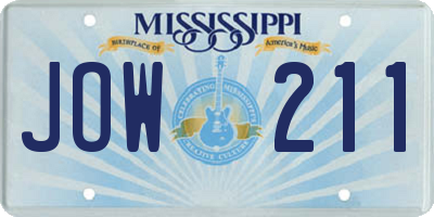 MS license plate JOW211