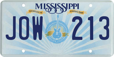 MS license plate JOW213