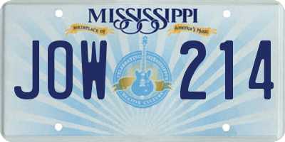 MS license plate JOW214