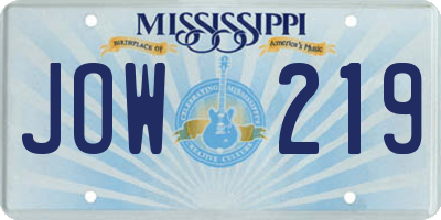 MS license plate JOW219