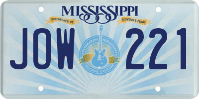 MS license plate JOW221