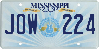 MS license plate JOW224