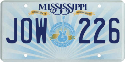 MS license plate JOW226