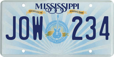 MS license plate JOW234