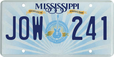 MS license plate JOW241