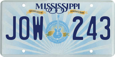 MS license plate JOW243