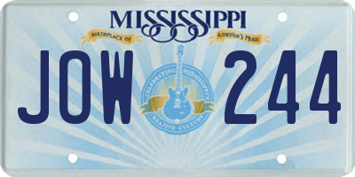 MS license plate JOW244