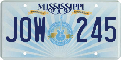 MS license plate JOW245