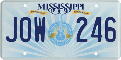 MS license plate JOW246