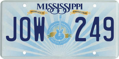 MS license plate JOW249