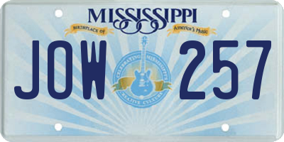 MS license plate JOW257