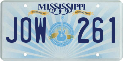 MS license plate JOW261