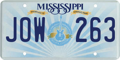 MS license plate JOW263