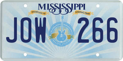 MS license plate JOW266