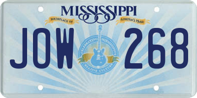 MS license plate JOW268