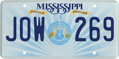 MS license plate JOW269