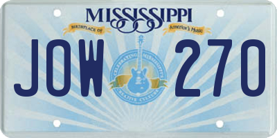 MS license plate JOW270
