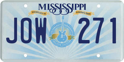 MS license plate JOW271
