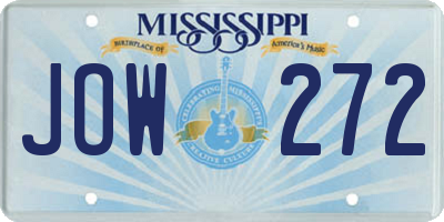 MS license plate JOW272