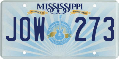 MS license plate JOW273