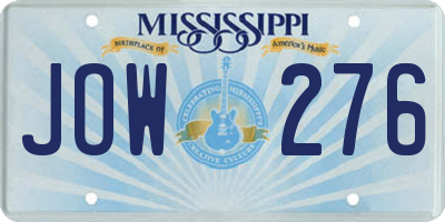 MS license plate JOW276