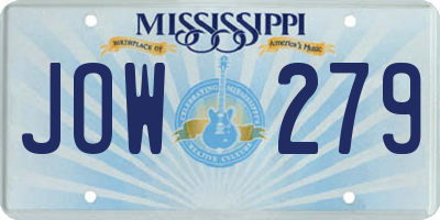 MS license plate JOW279