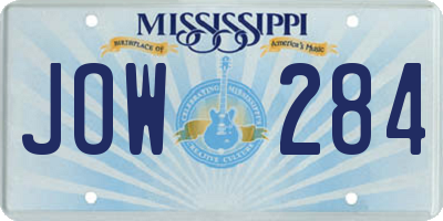 MS license plate JOW284